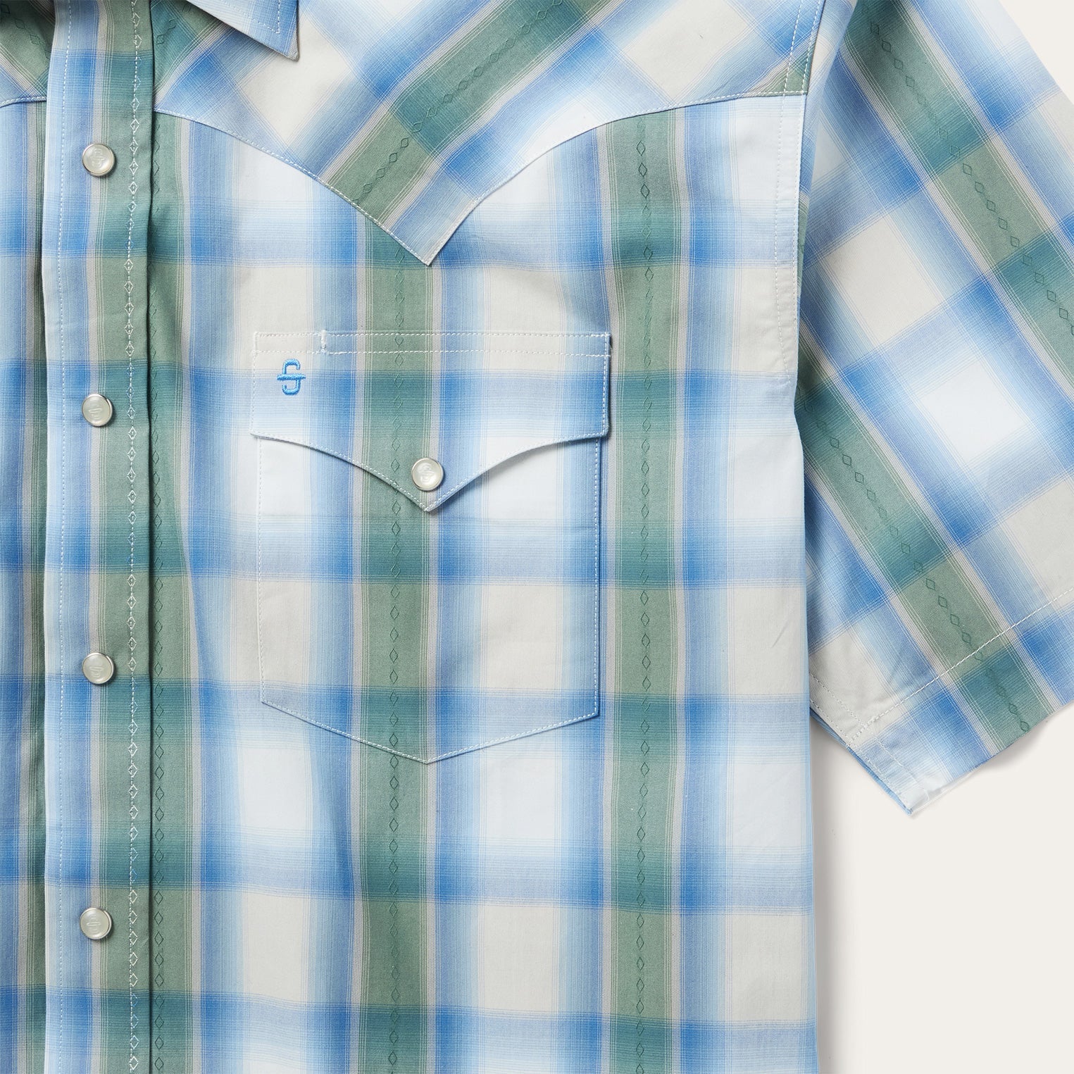 Moss Plaid Short-Sleeve Western Shirt Blue | Stetson
