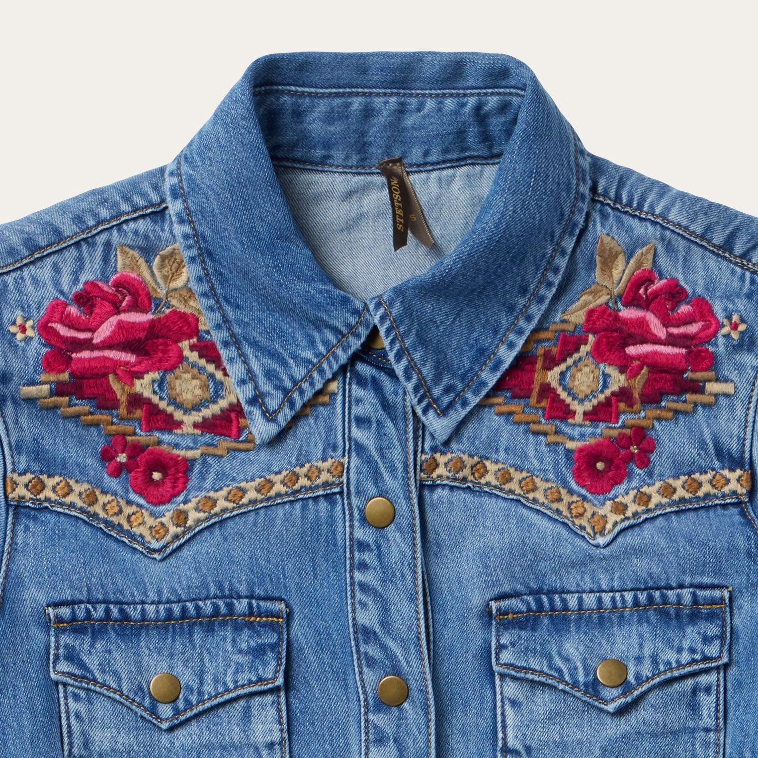 Embroidered Denim Shirt Dress Dark Blue | Stetson