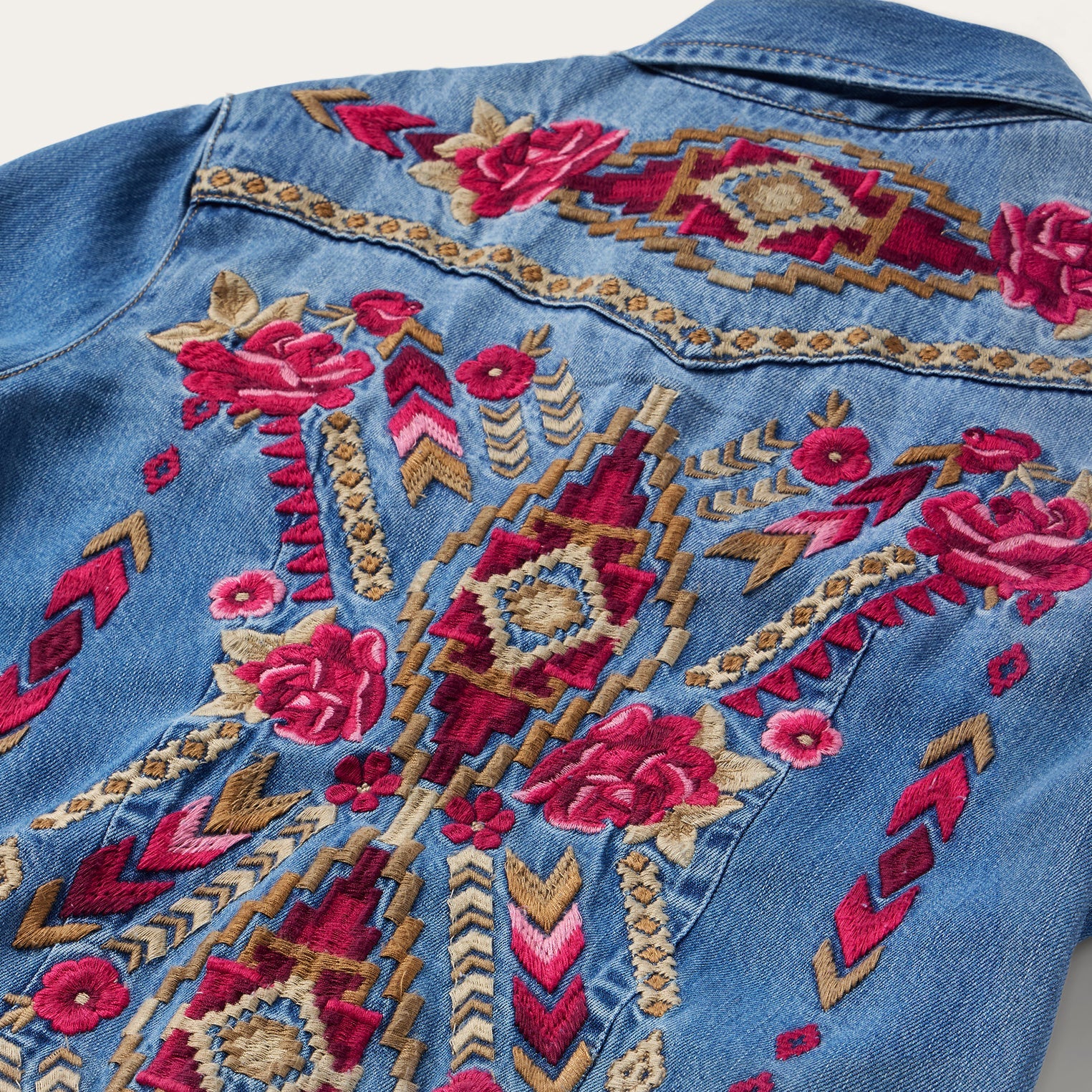 Embroidered Denim Shirt Dress Dark Blue | Stetson
