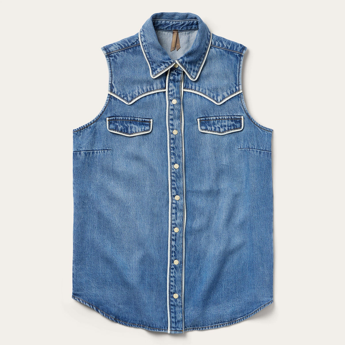 Sleeveless Denim Western Shirt Blue | Stetson