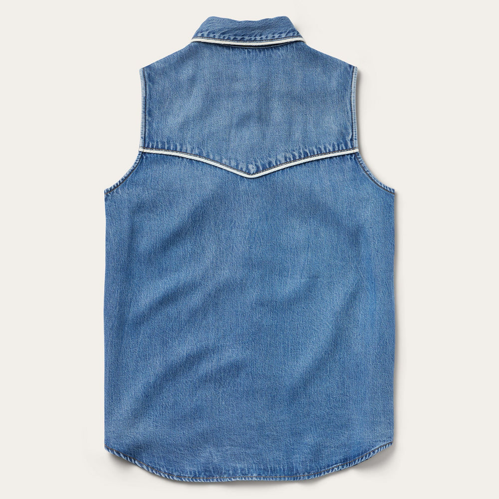 Sleeveless Denim Western Shirt Blue | Stetson