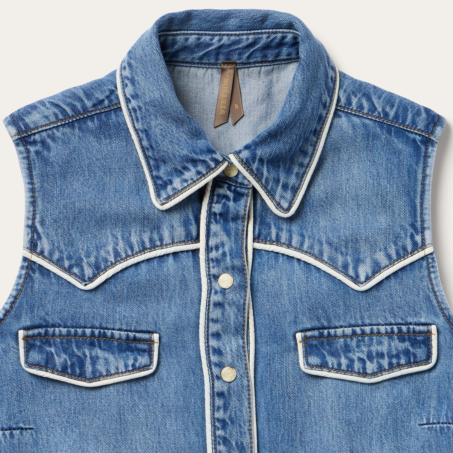Sleeveless Denim Western Shirt Blue | Stetson