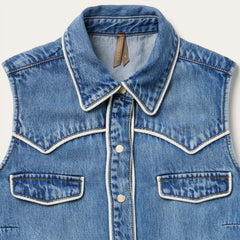 Sleeveless Denim Western Shirt Blue | Stetson