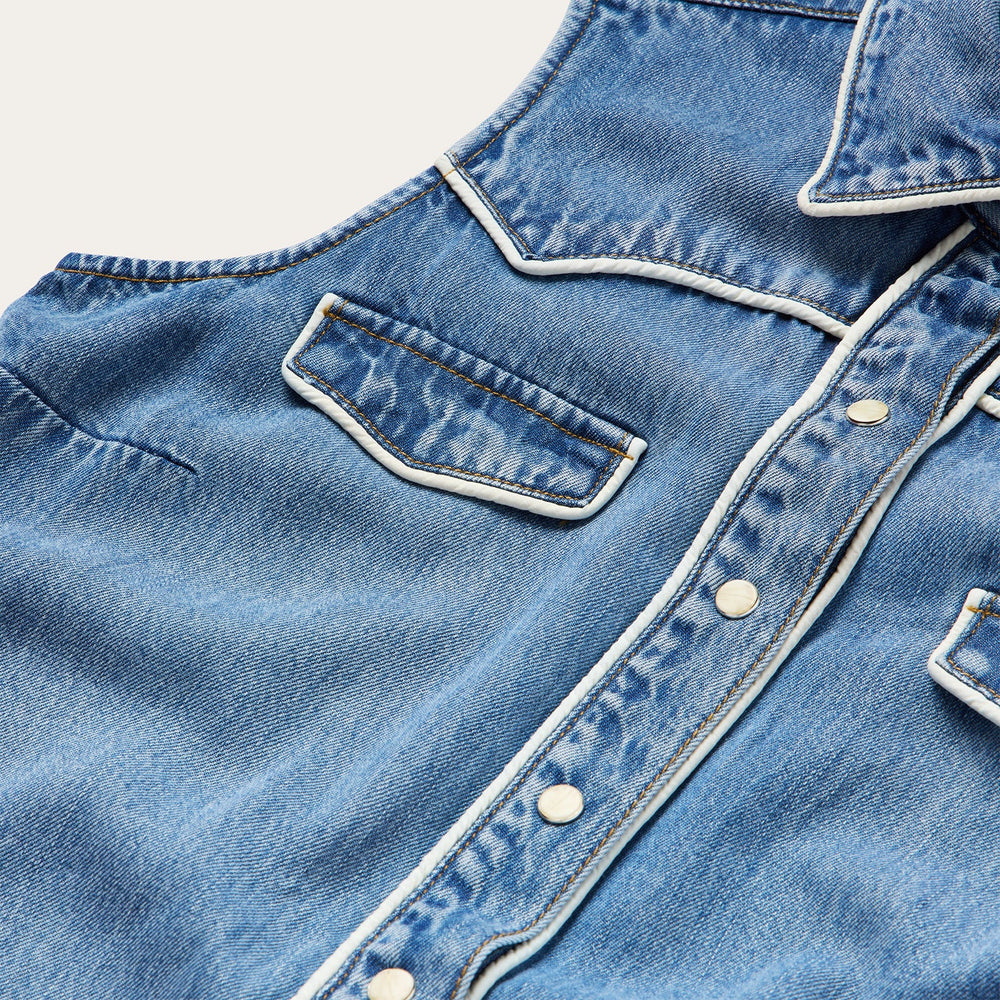 Sleeveless Denim Western Shirt Blue | Stetson