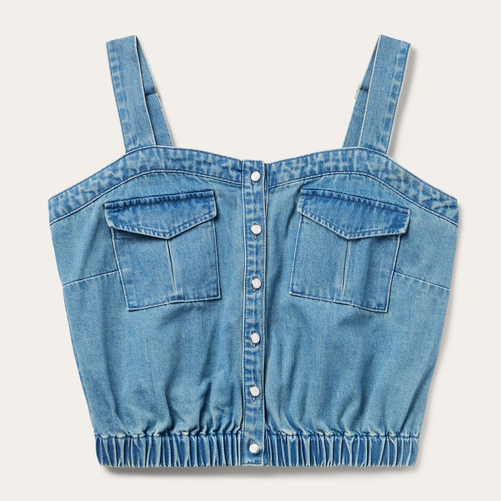 Button Front Denim Tank Top Blue | Stetson