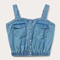 Button Front Denim Tank Top Blue | Stetson