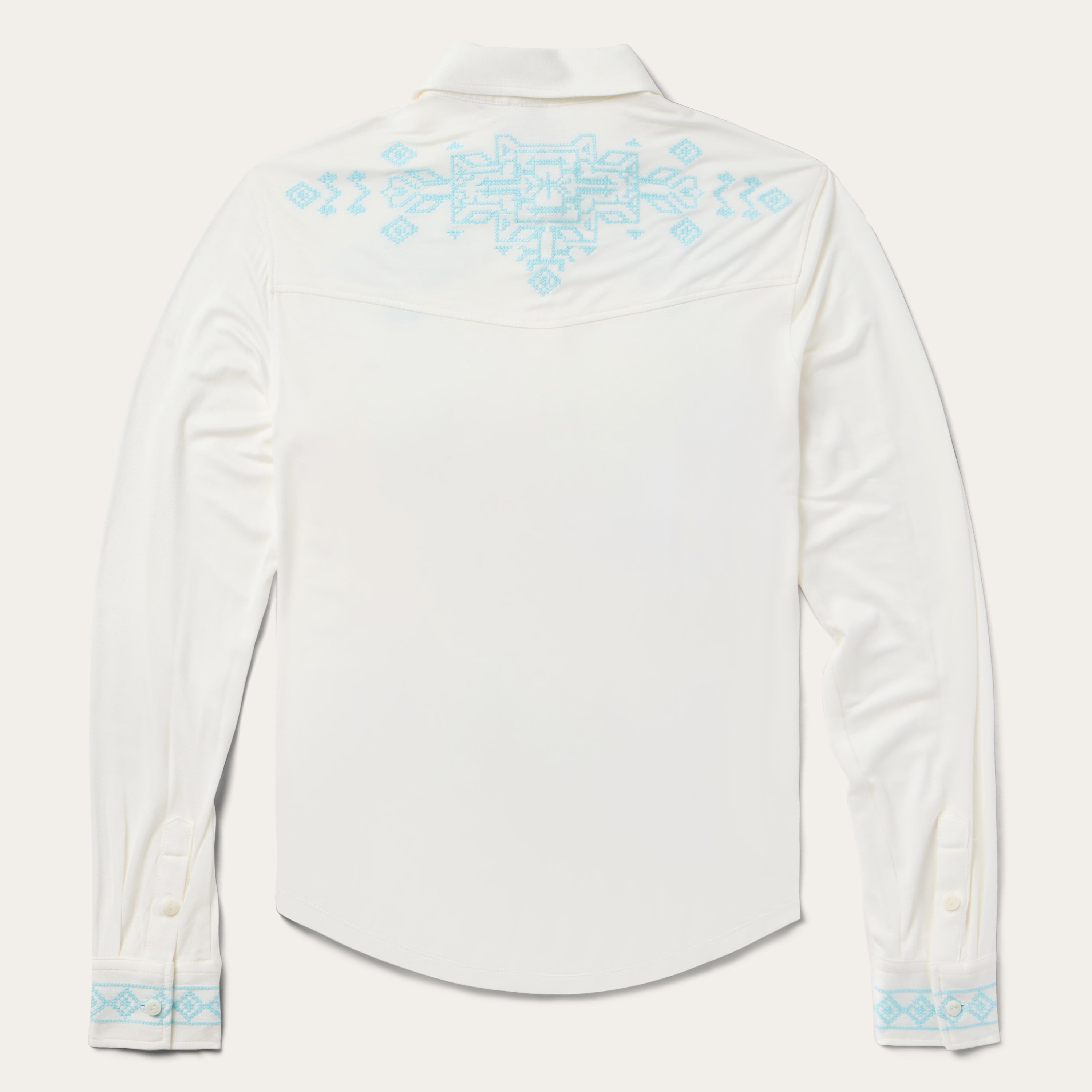 Embroidered Modal Western Shirt White | Stetson