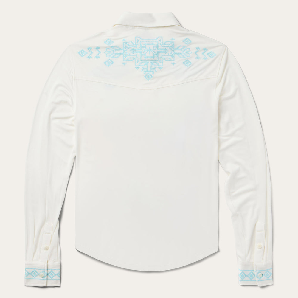 Embroidered Modal Western Shirt White | Stetson