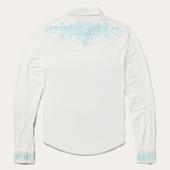 Embroidered Modal Western Shirt White | Stetson
