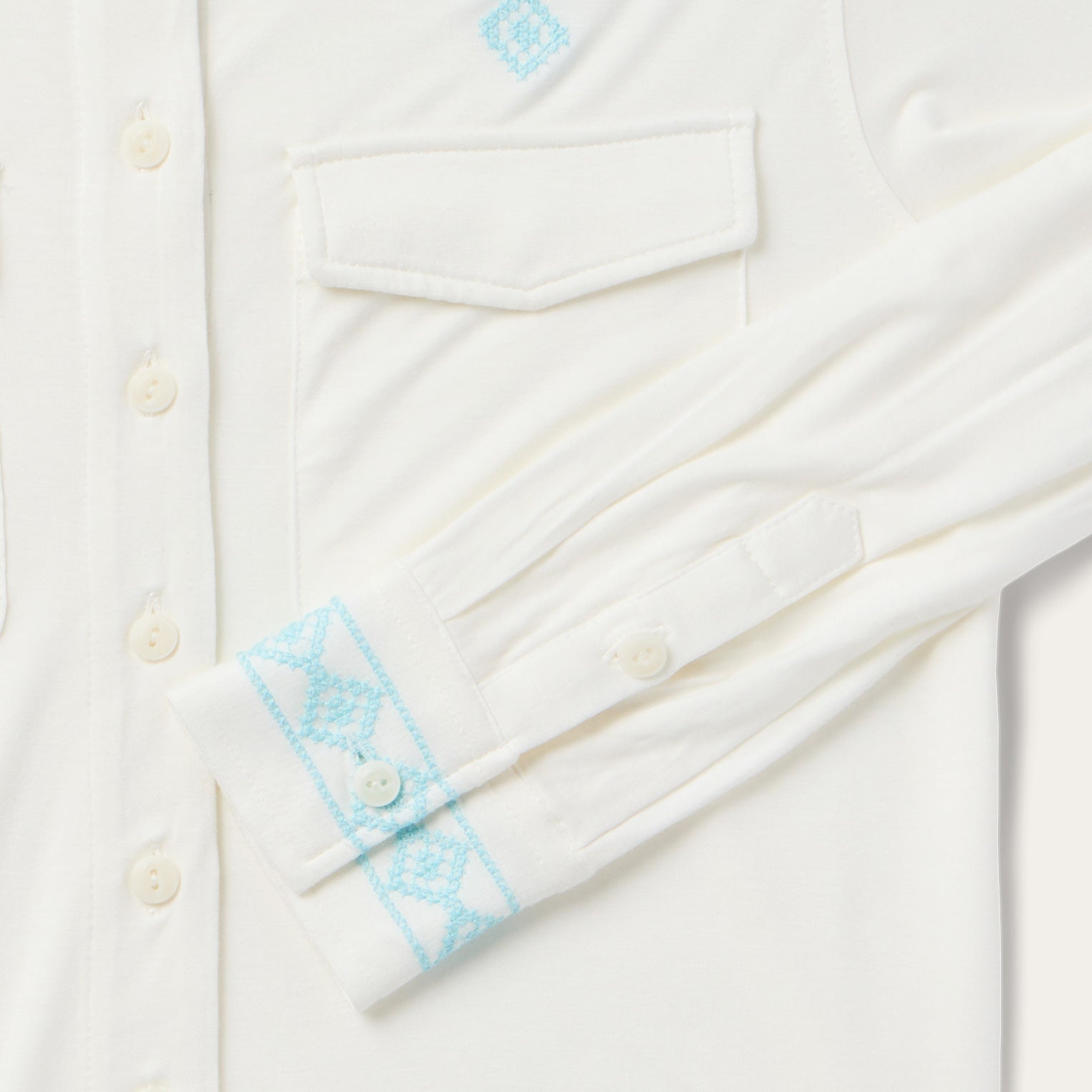 Embroidered Modal Western Shirt White | Stetson