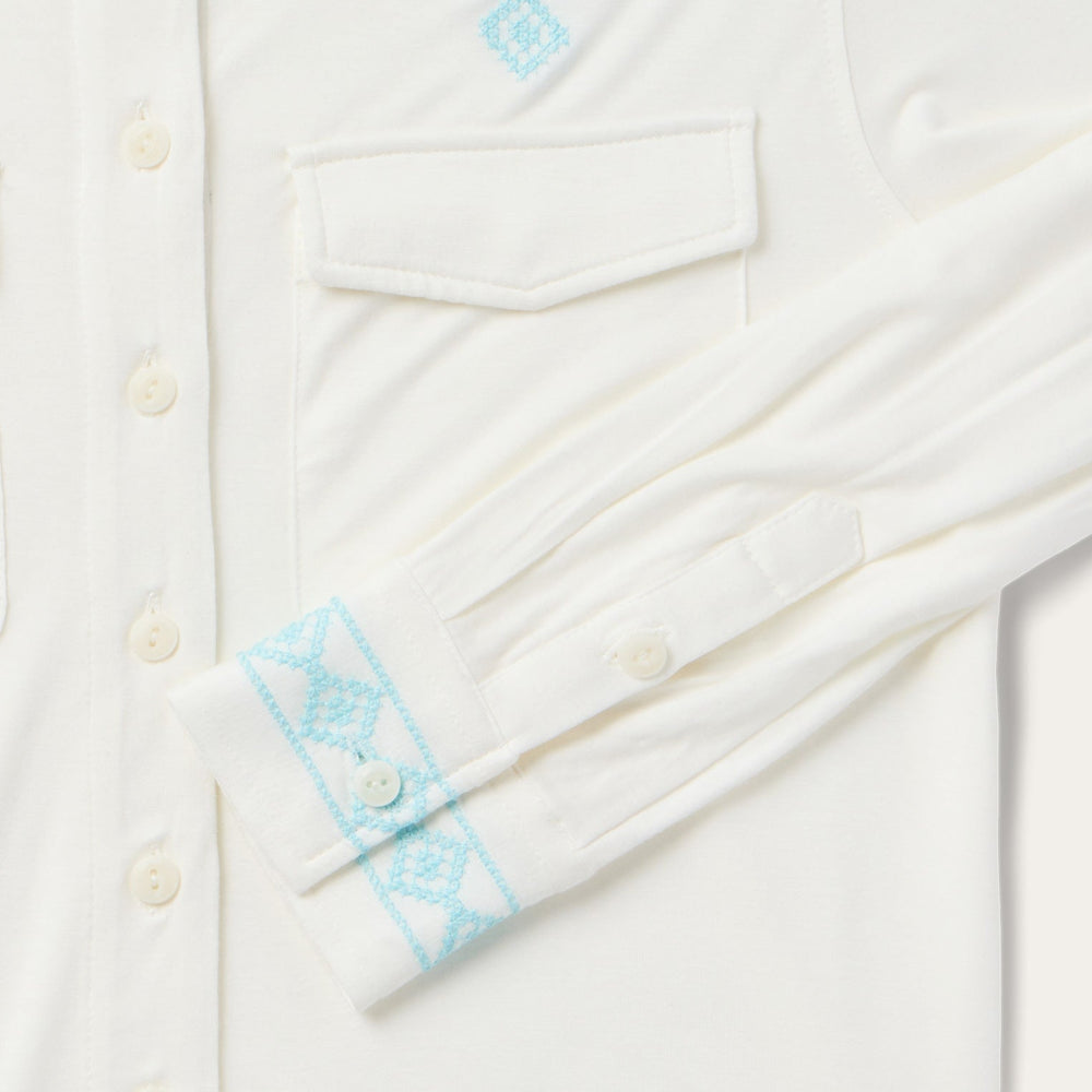 Embroidered Modal Western Shirt White | Stetson