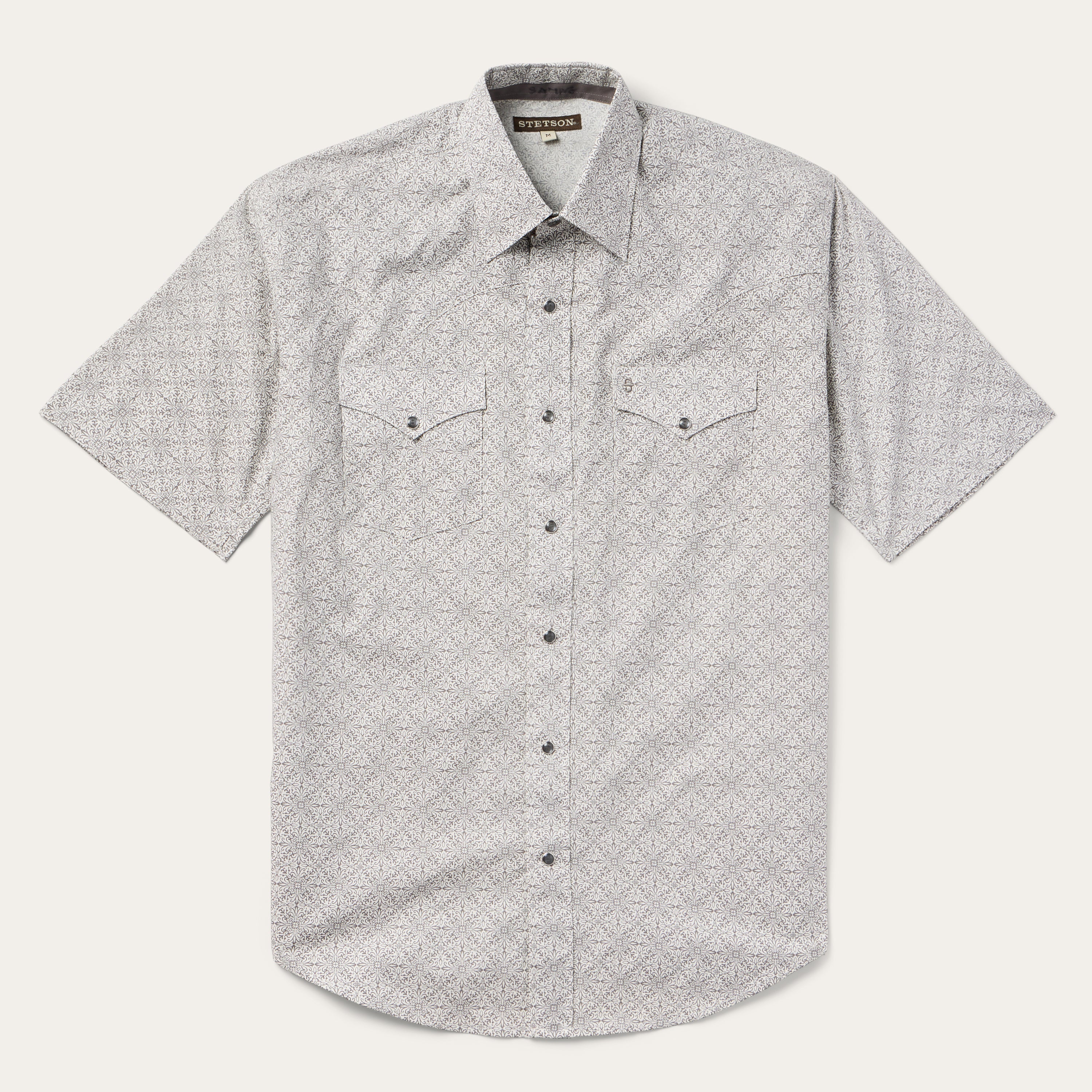 Pewter Filigree Short-Sleeve Western Shirt Grey | Stetson