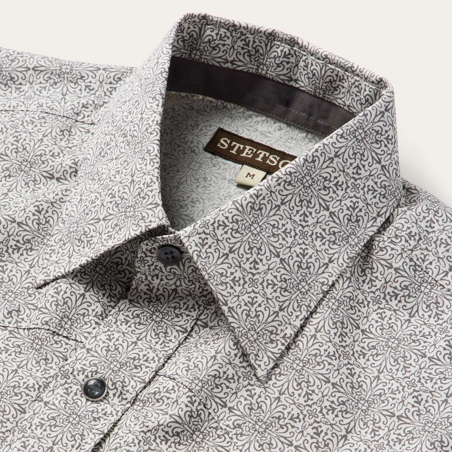 Pewter Filigree Short-Sleeve Western Shirt Grey | Stetson