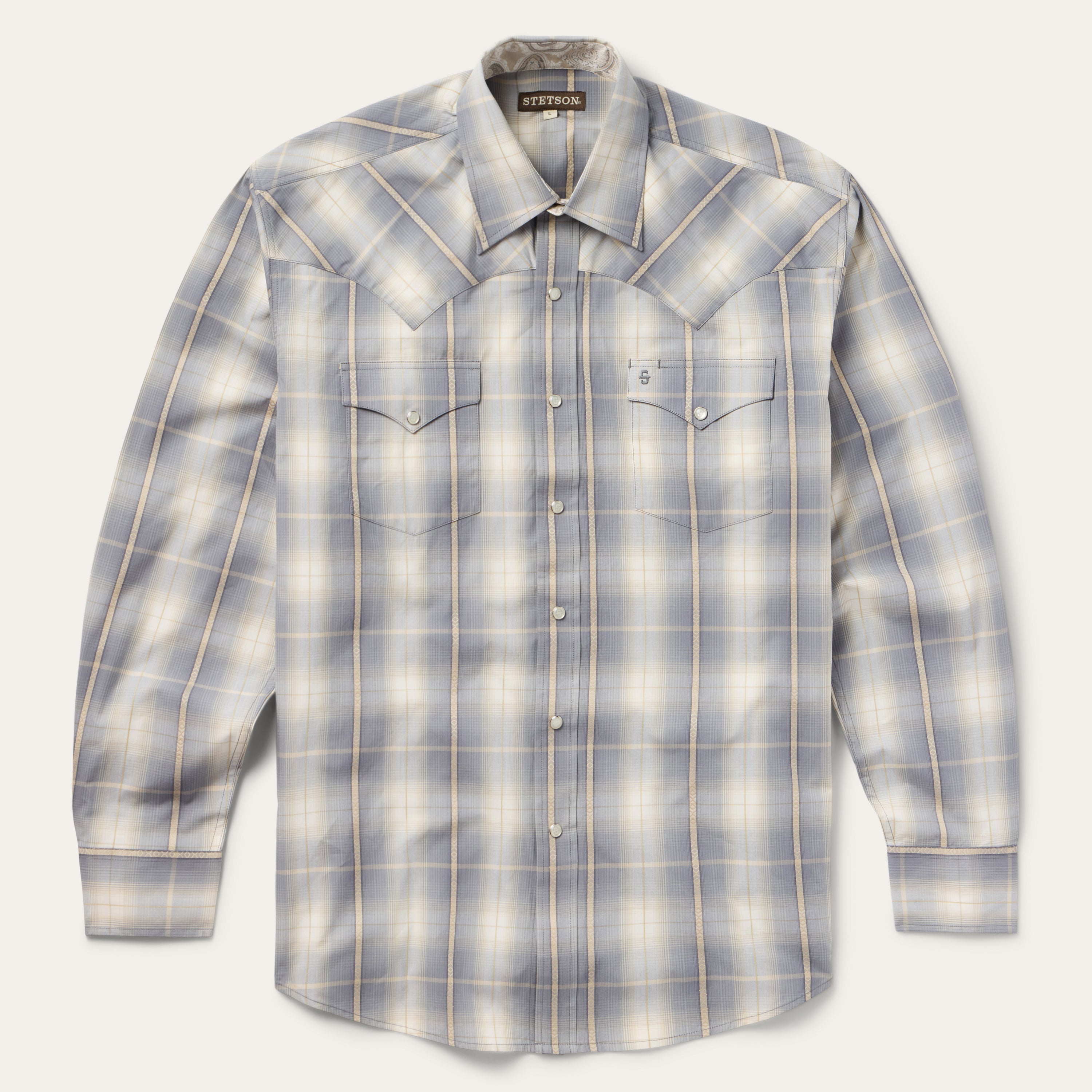 Smoke Diamonds Plaid Western Shirt Grey | Stetson