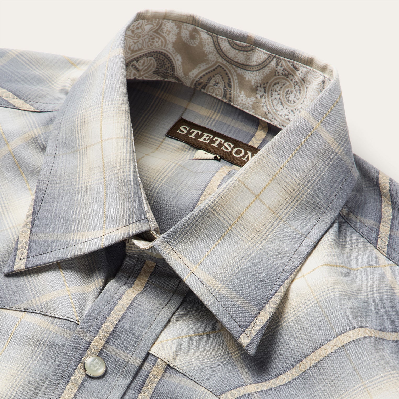 Smoke Diamonds Plaid Western Shirt Grey | Stetson