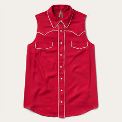 Sleeveless Retro Western Shirt Red | Stetson
