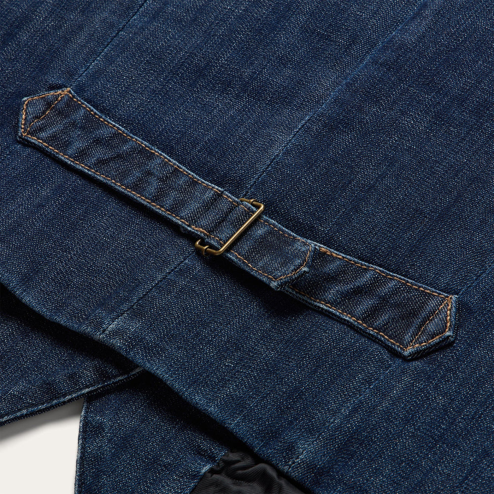 Dark Wash Stretch Denim Vest Blue | Stetson