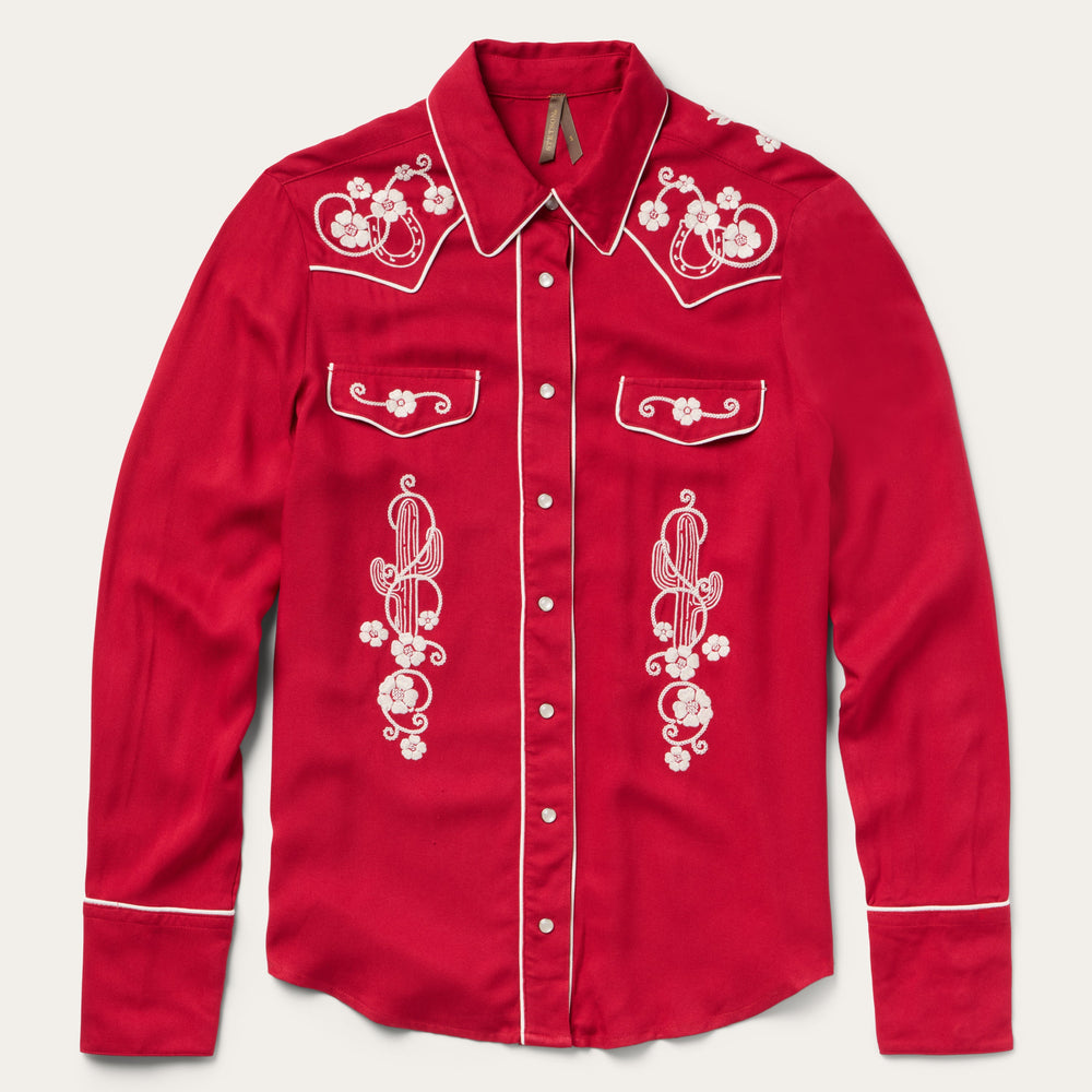 Embroidered Retro Western Shirt Red | Stetson