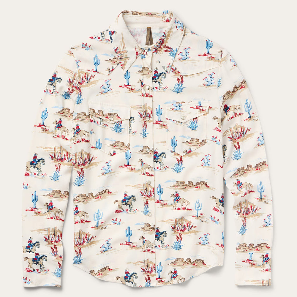 Desert Trail Print Western Shirt White | Stetson