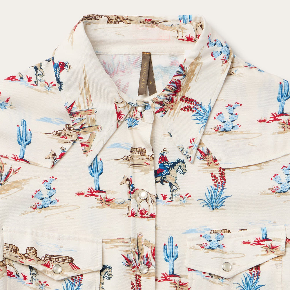 Desert Trail Print Western Shirt White | Stetson