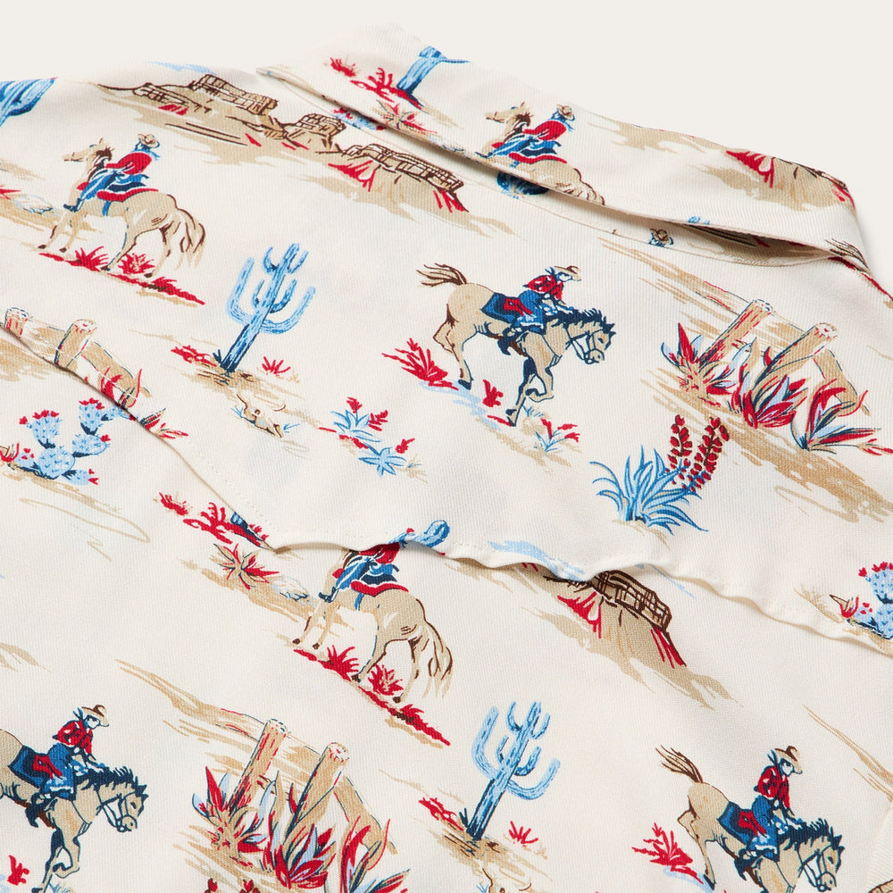 Desert Trail Print Western Shirt White | Stetson