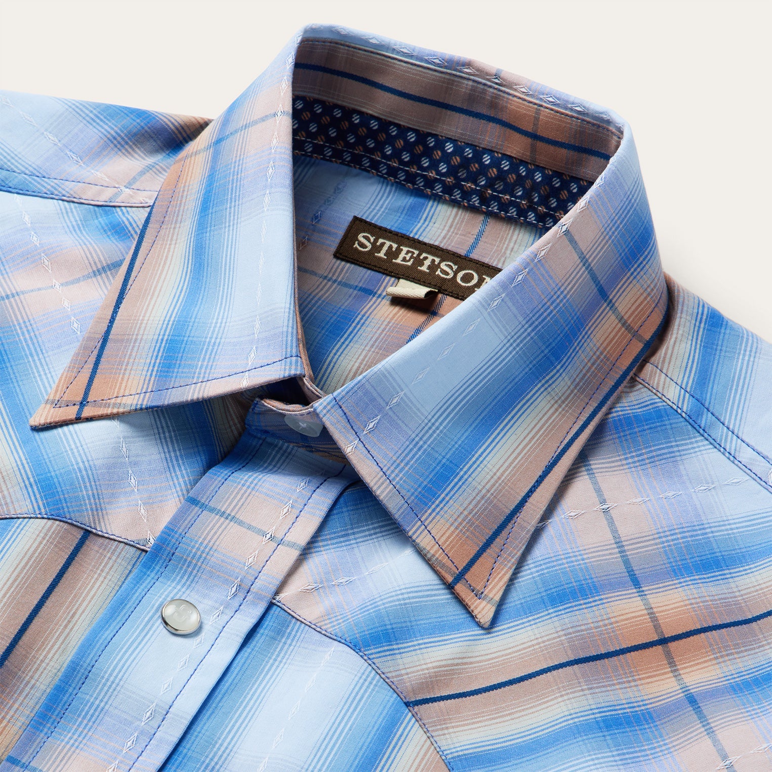 Sunrise Plaid Short-Sleeve Western Shirt Blue | Stetson