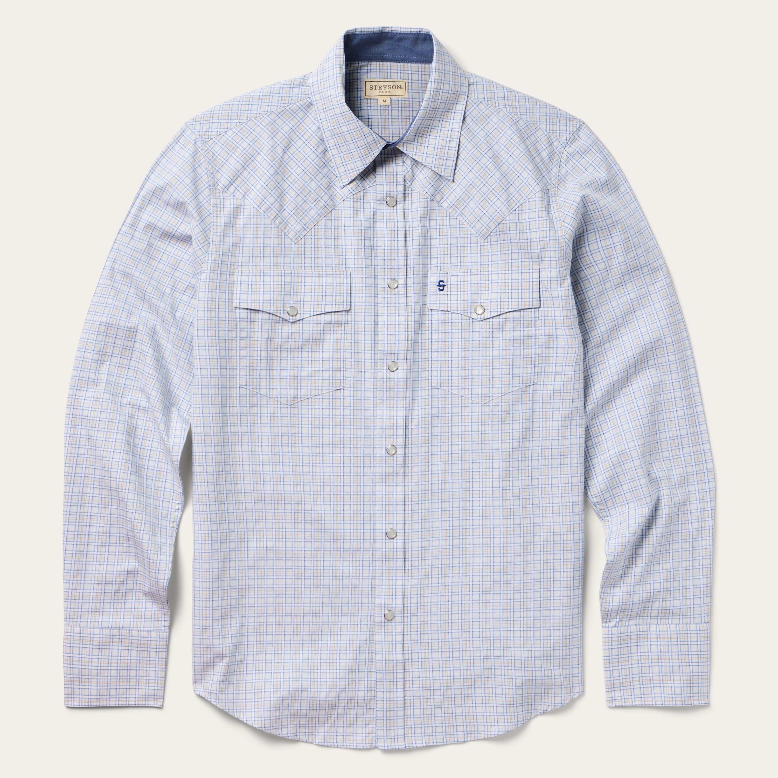Ombre Plaid Check Western Shirt Blue | Stetson