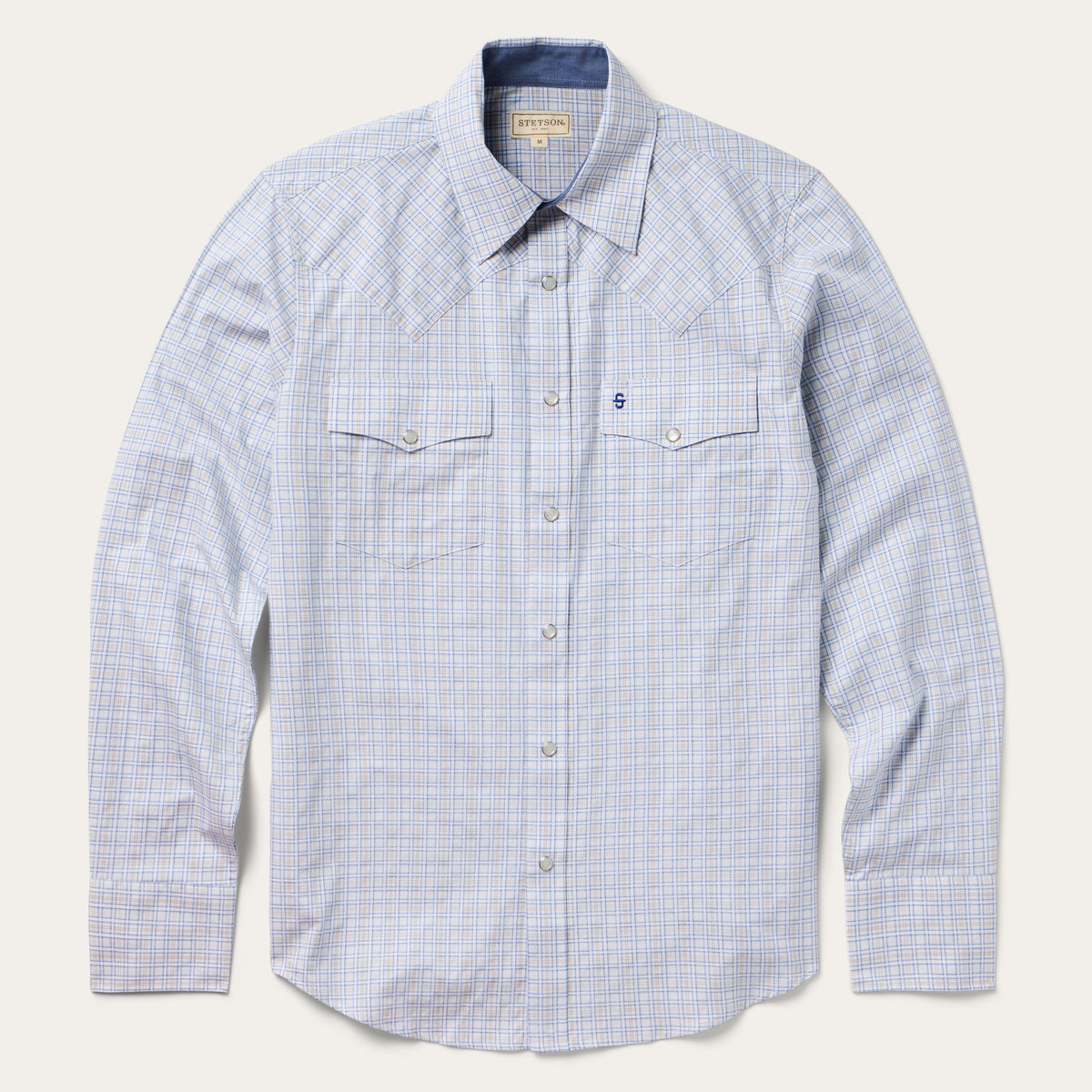 Ombre Plaid Check Western Shirt Blue | Stetson
