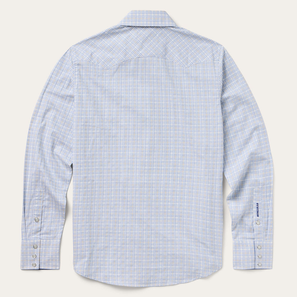 Ombre Plaid Check Western Shirt Blue | Stetson