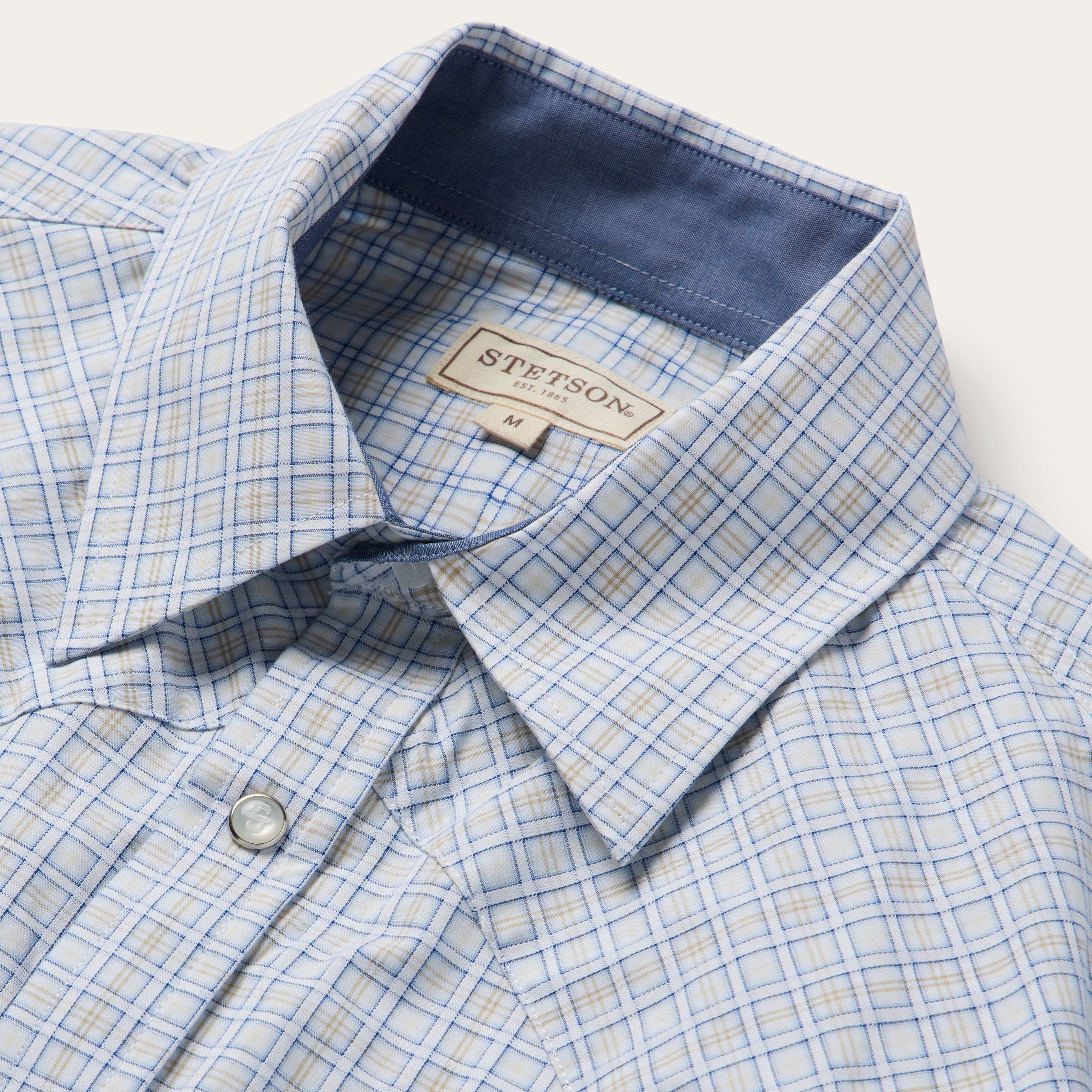 Ombre Plaid Check Western Shirt Blue | Stetson