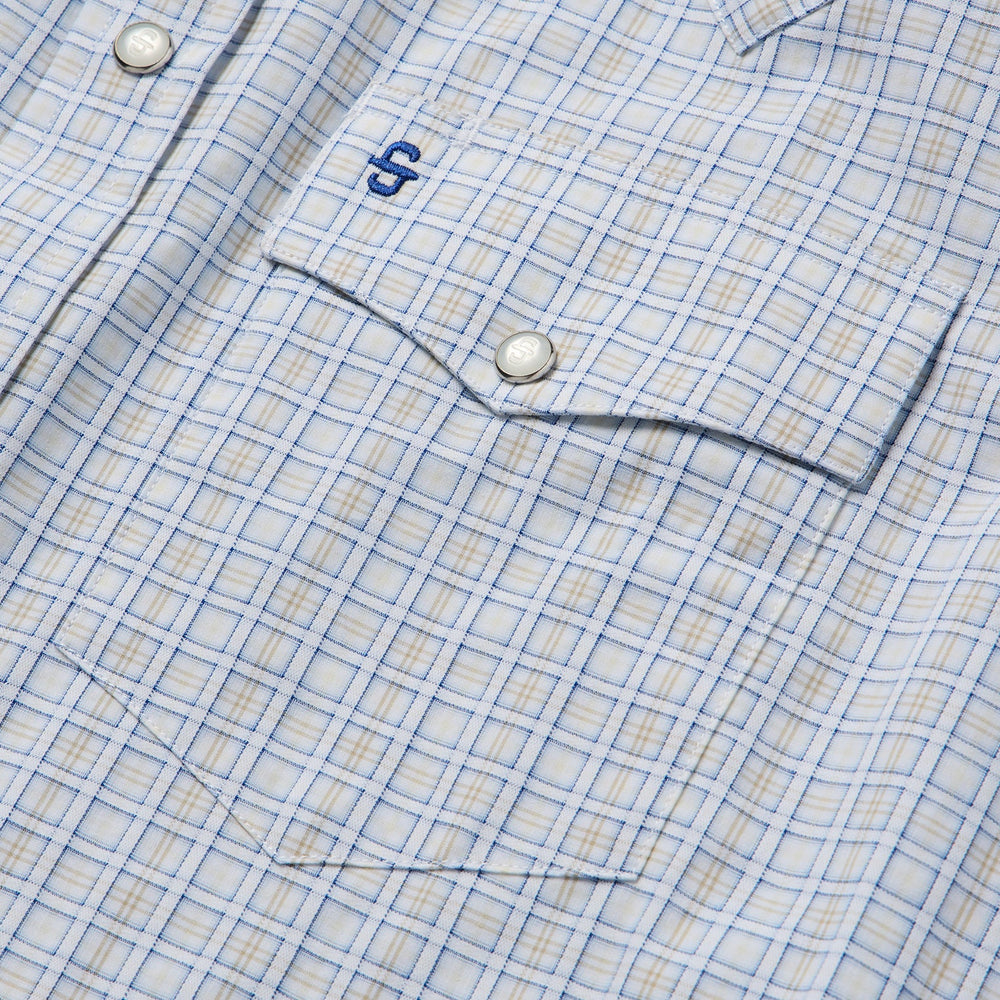 Ombre Plaid Check Western Shirt Blue | Stetson