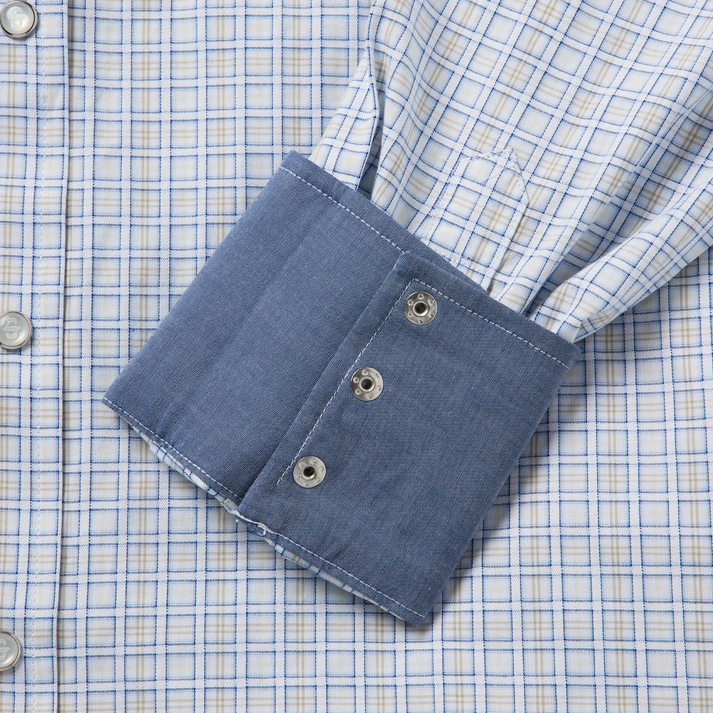 Ombre Plaid Check Western Shirt Blue | Stetson