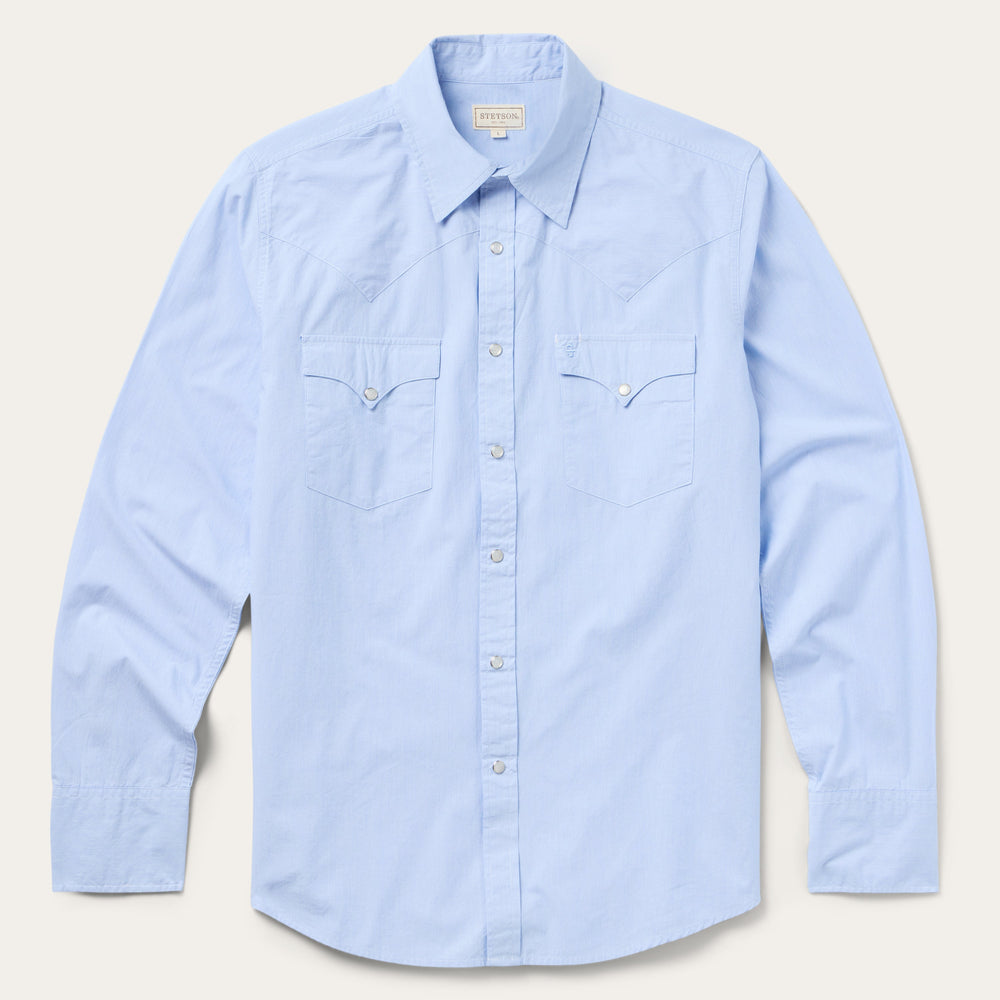Fine Line Stripe Western Shirt Blue | Stetson