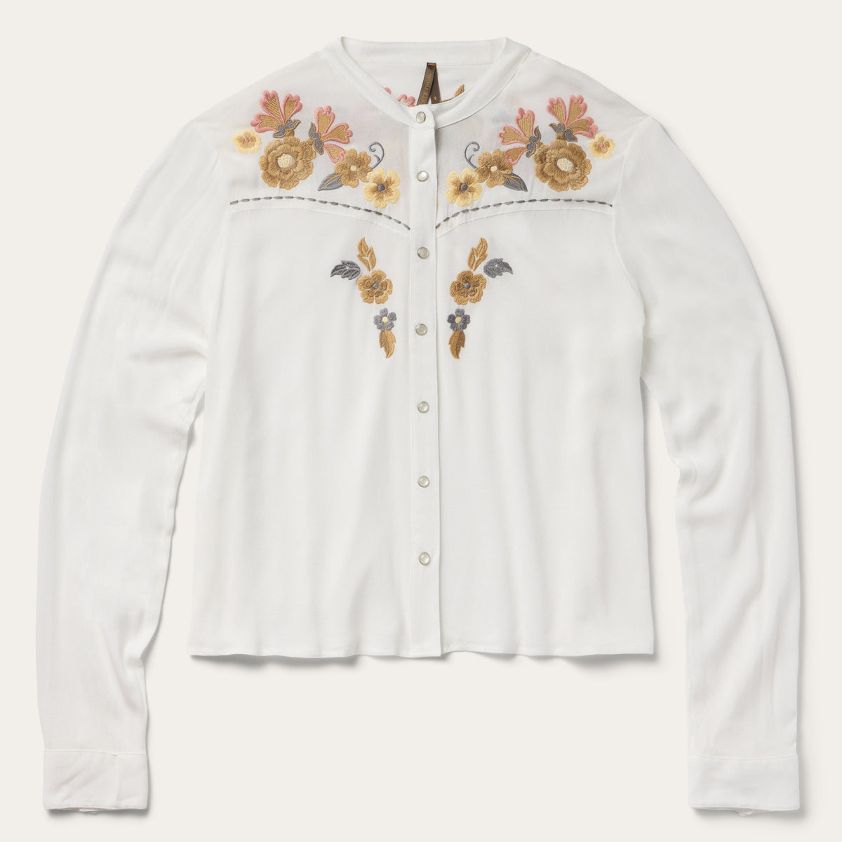 Embroidered Crepe Shirt White | Stetson