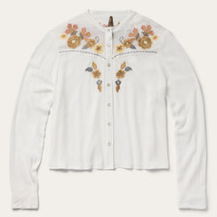 Embroidered Crepe Shirt White | Stetson