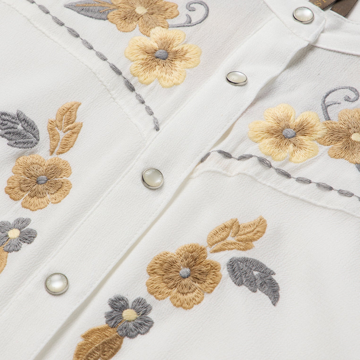 Embroidered Crepe Shirt White | Stetson