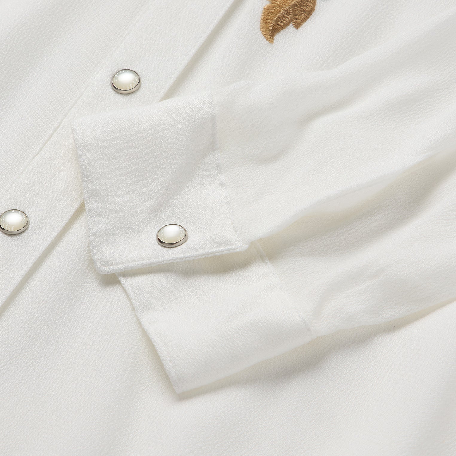 Embroidered Crepe Shirt White | Stetson