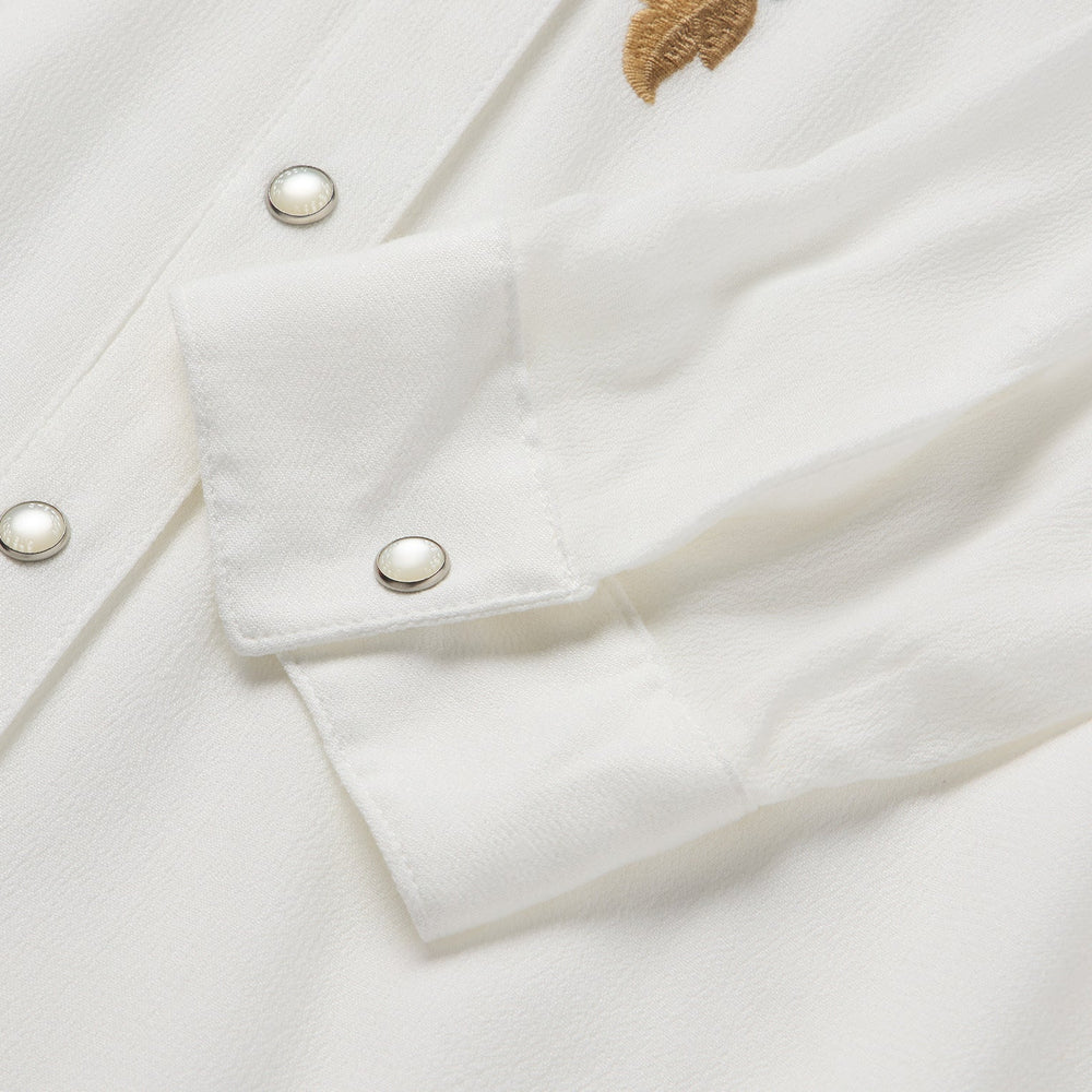 Embroidered Crepe Shirt White | Stetson