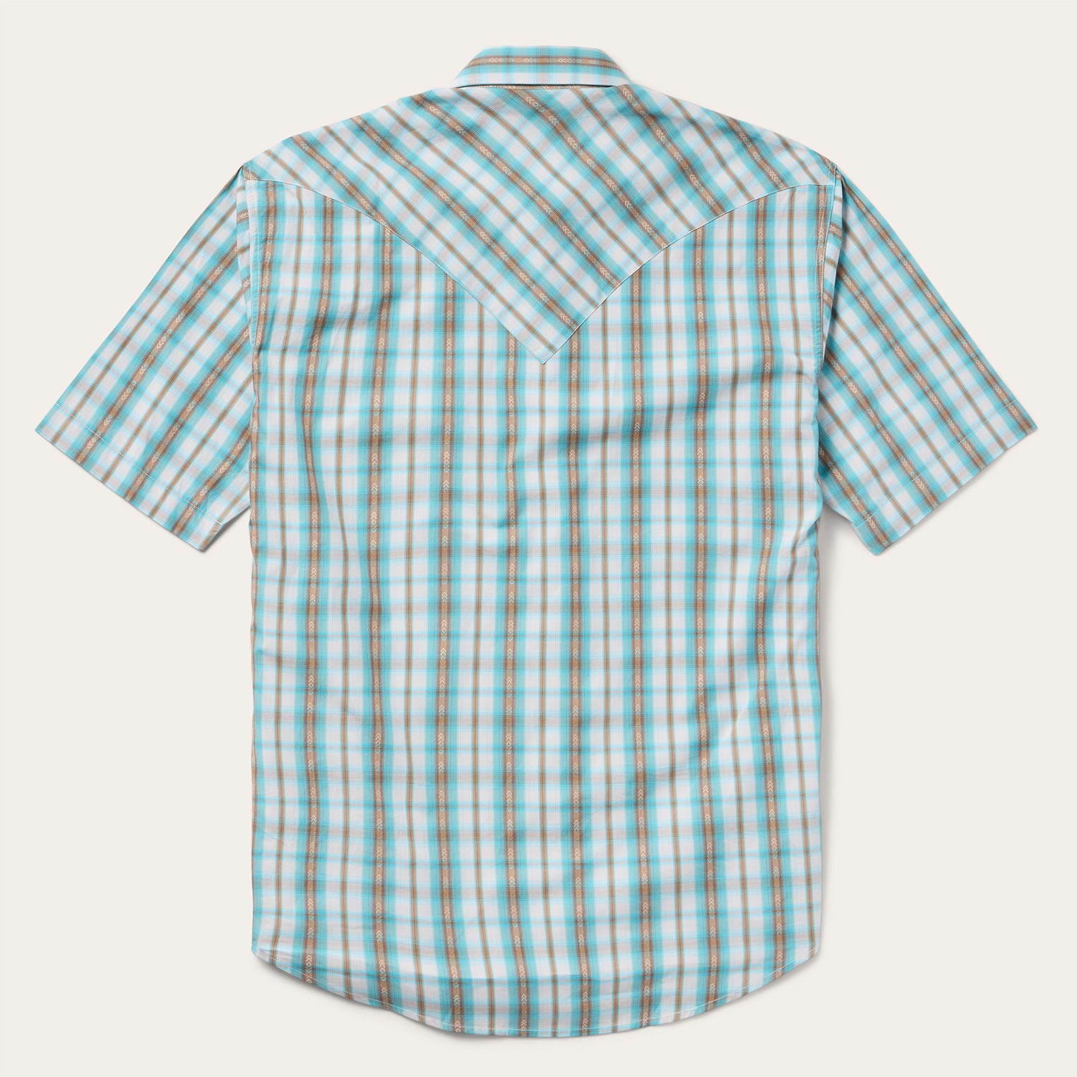 Turquoise Plaid Short-Sleeve Western Shirt Green | Stetson