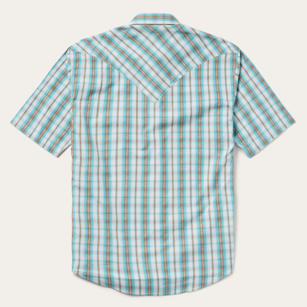Turquoise Plaid Short-Sleeve Western Shirt Green | Stetson