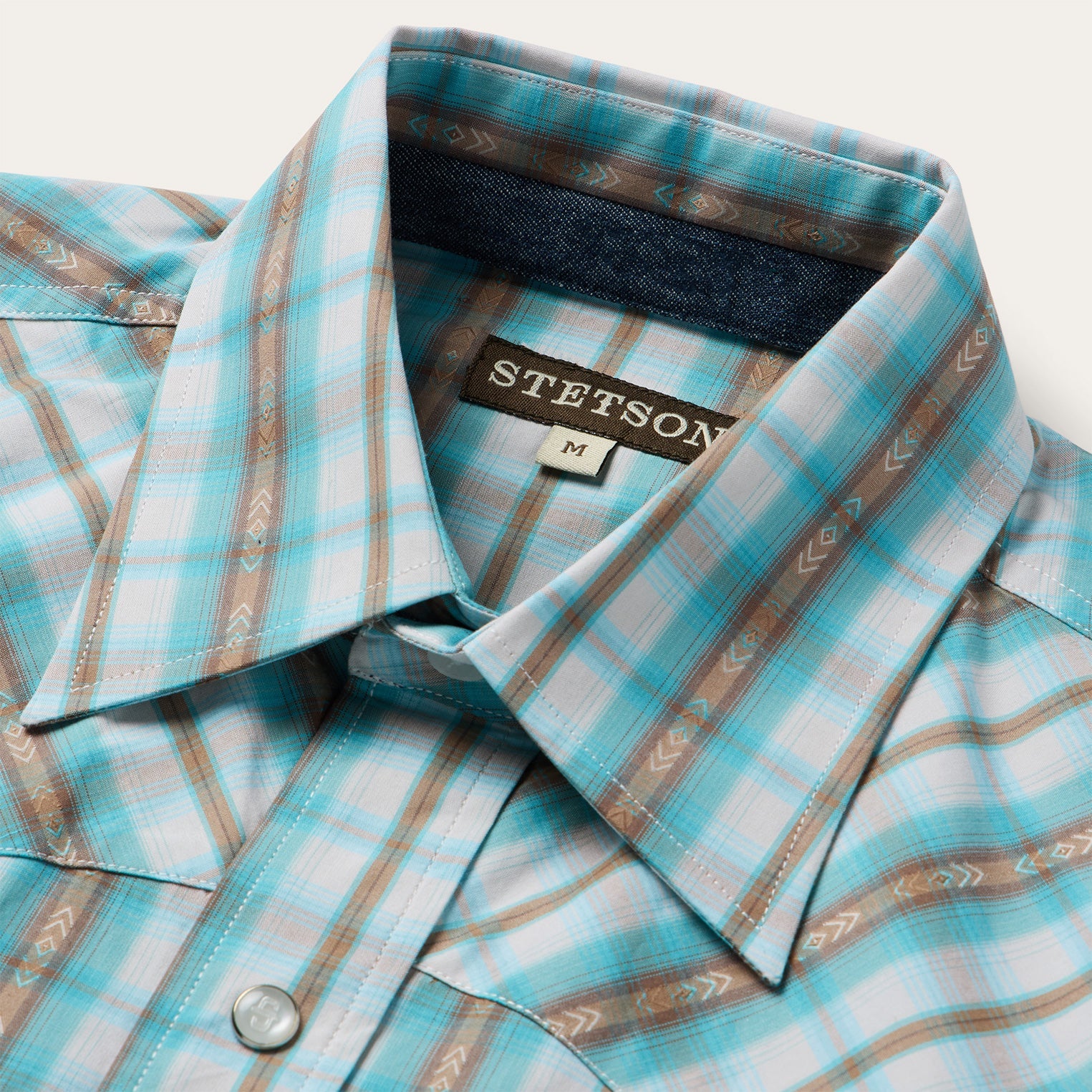 Turquoise Plaid Short-Sleeve Western Shirt Green | Stetson