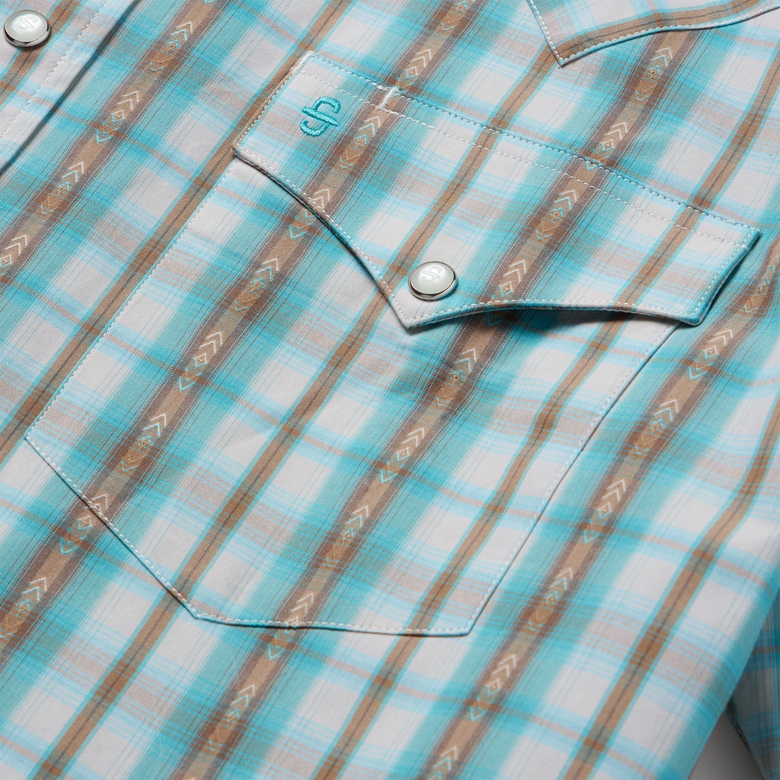 Turquoise Plaid Short-Sleeve Western Shirt Green | Stetson