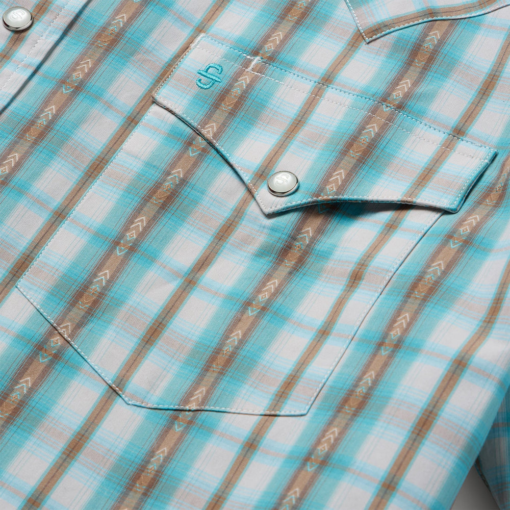 Turquoise Plaid Short-Sleeve Western Shirt Green | Stetson