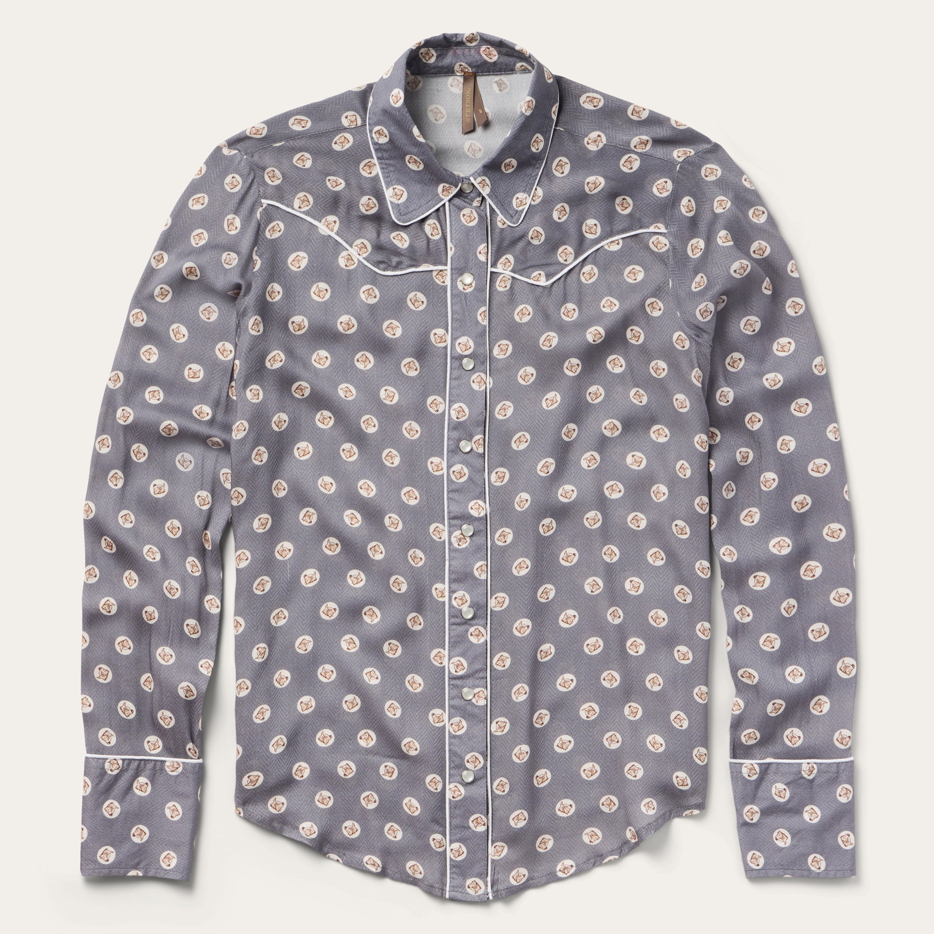 Horse Pennies Print Western Shirt Grey | Stetson
