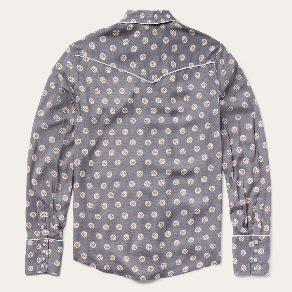 Horse Pennies Print Western Shirt Grey | Stetson