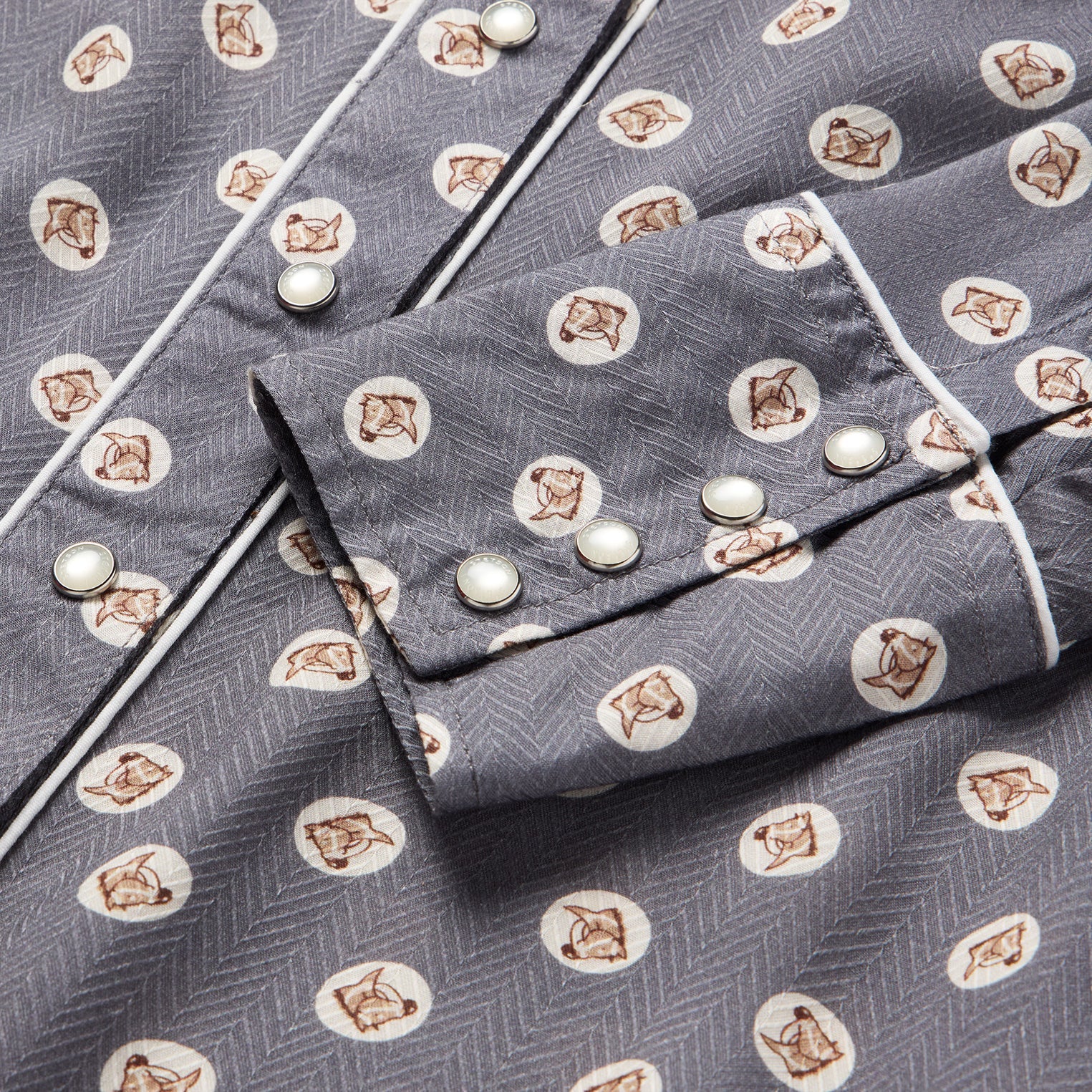 Horse Pennies Print Western Shirt Grey | Stetson