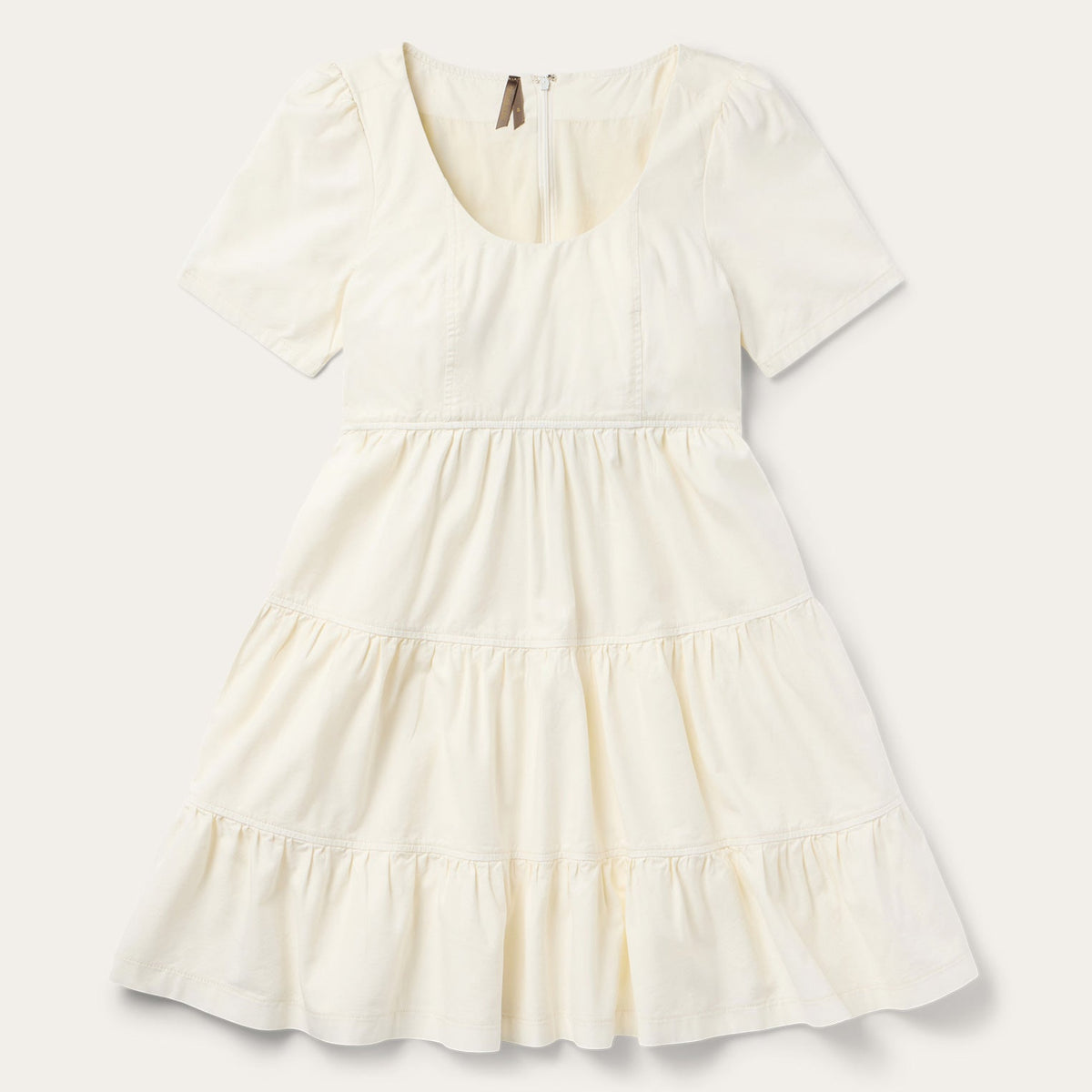 Cream Denim Tiered Dress White | Stetson