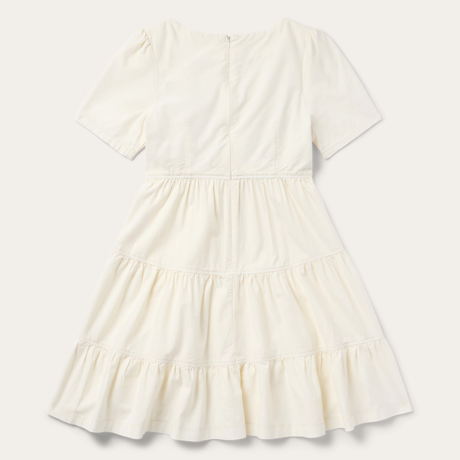 Cream Denim Tiered Dress White | Stetson