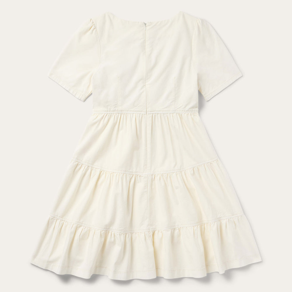 Cream Denim Tiered Dress White | Stetson