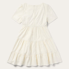 Cream Denim Tiered Dress White | Stetson